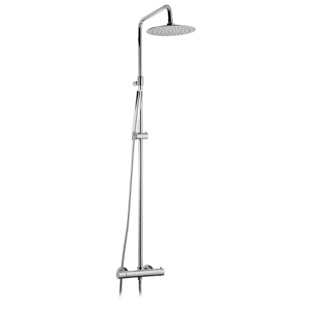 Sistema termostático de duche com braço ajustável, chuveiro de Ø230mm em ABS e rampa de duche
