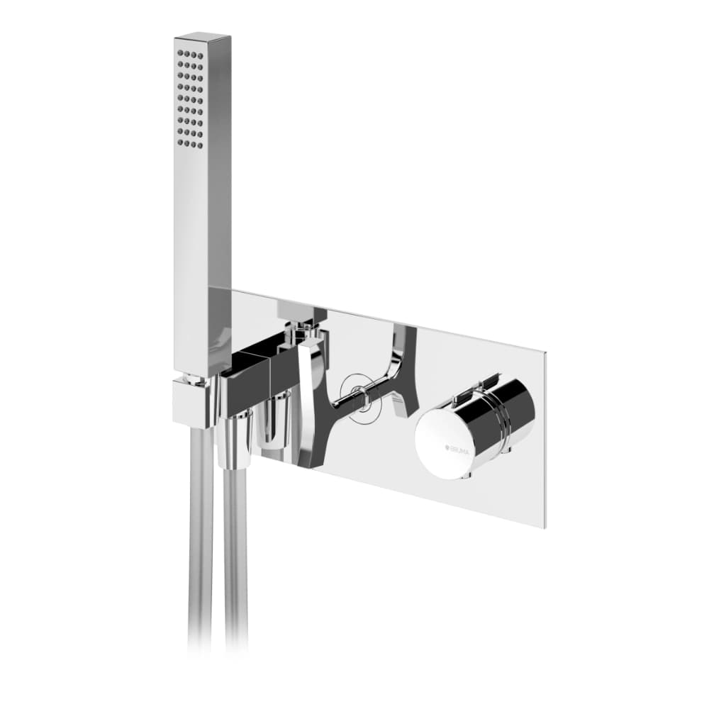 Misturadora termostática embutida de 3 saídas, com chuveiro de mão